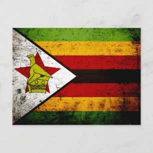 Carte Postale Drapeau Black Grunge Zimbabwe