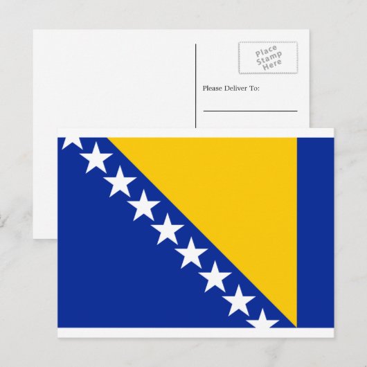 Carte Postale Drapeau bosniaque, Drapeau de Bosnie-Herzégovine (Devant / Derrière)