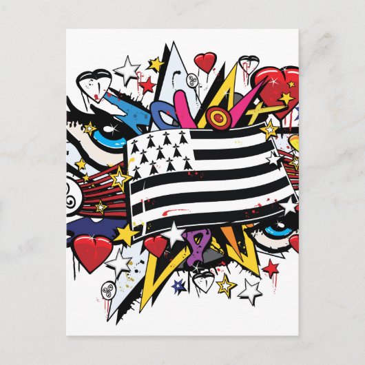 Carte Postale Drapeau Bretagne Breizh graffiti Breton graff (Devant)