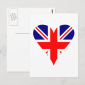 Carte Postale Drapeau britannique Cœur Funky (Devant / Derrière)