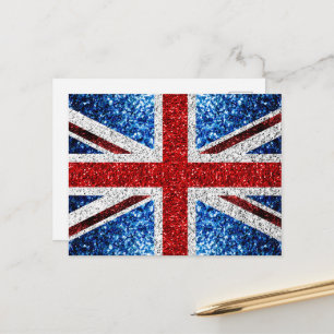 Carte Postale Drapeau britannique rouge bleu blanc scintille pai