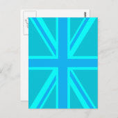 Carte Postale Drapeau britannique vibrant turquoise Union Jack (Devant / Derrière)