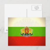 Carte Postale Drapeau bulgare avec armoiries (Devant / Derrière)