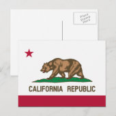 Carte postale drapeau californien pour la Californ (Devant / Derrière)