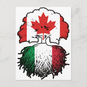 Carte Postale Drapeau canadien italien arbre racines Italie