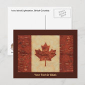 Carte Postale Drapeau Canadien Sur L'Écorce De Birch Intérieur (Devant / Derrière)
