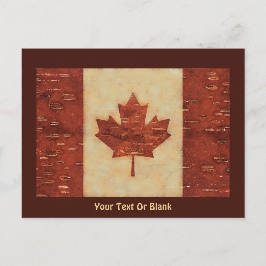 Carte Postale Drapeau Canadien Sur L'Écorce De Birch Intérieur (Devant)