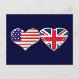 Carte Postale Drapeau cardiaque américain et britannique