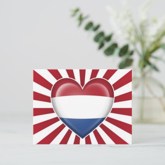 Carte Postale Drapeau cardiaque néerlandais avec éclat étoilé (Debout devant)