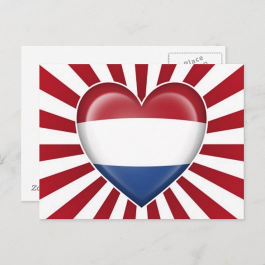 Carte Postale Drapeau cardiaque néerlandais avec éclat étoilé (Devant / Derrière)