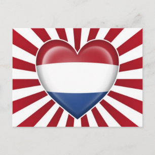 Carte Postale Drapeau cardiaque néerlandais avec éclat étoilé