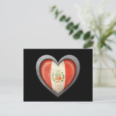 Carte Postale Drapeau cœur péruvien avec effet métallique (Debout devant)