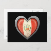 Carte Postale Drapeau cœur péruvien avec effet métallique (Devant / Derrière)