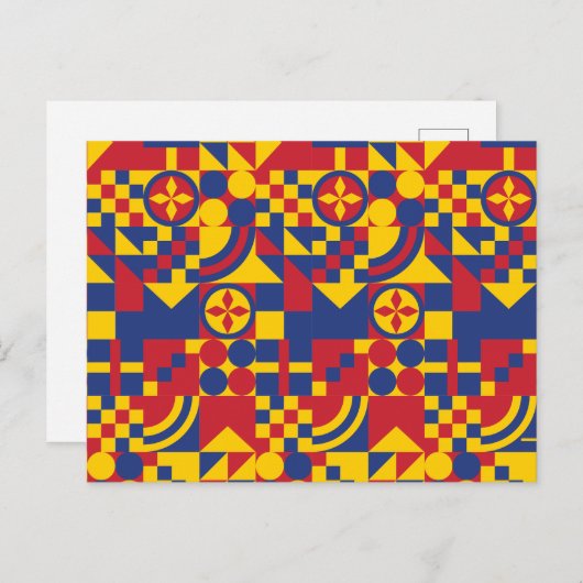 Carte Postale Drapeau Colombie Motif coloré (Devant / Derrière)