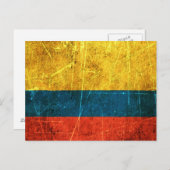 Carte Postale Drapeau colombien Vintage rayé et usé (Devant / Derrière)