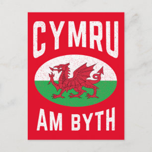 Carte Postale Drapeau Cymru Am Byth Wales Fier Rugby Vintage gal