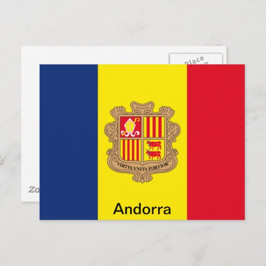 Carte Postale Drapeau d'Andorre (Devant / Derrière)