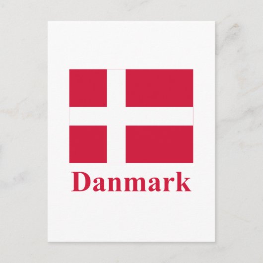 Carte Postale Drapeau Danemark avec nom en danois (Devant)