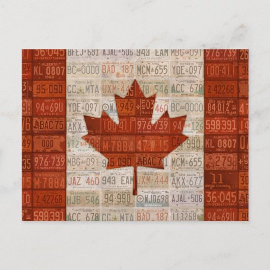 Carte Postale Drapeau D'Art De Plaque De Licence Du Canada (Devant)