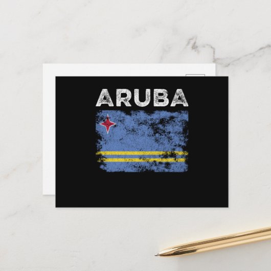 Carte Postale Drapeau d'Aruba en détresse - Drapeau d'Aruba (Devant/Arrière en situation)