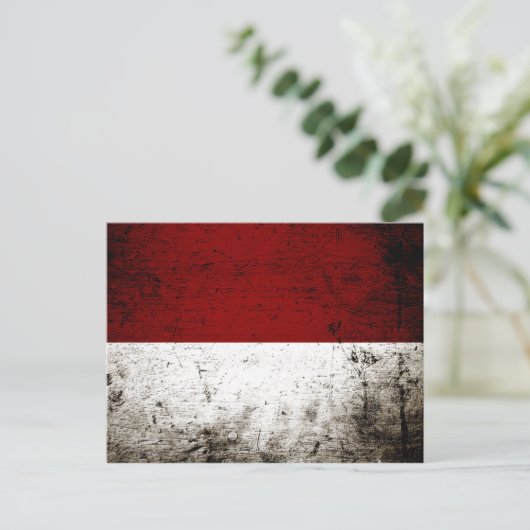 Carte Postale Drapeau de Black Grunge Indonésie (Debout devant)