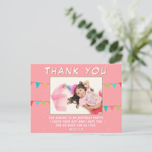 Carte Postale Drapeau de Bunting Photo d'anniversaire Merci (Debout devant)