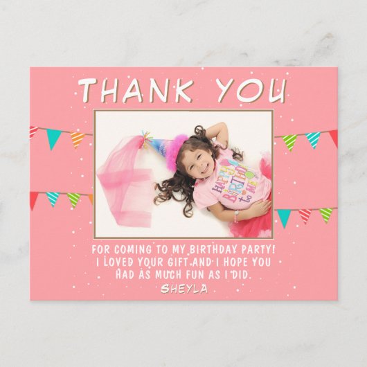 Carte Postale Drapeau de Bunting Photo d'anniversaire Merci (Devant)