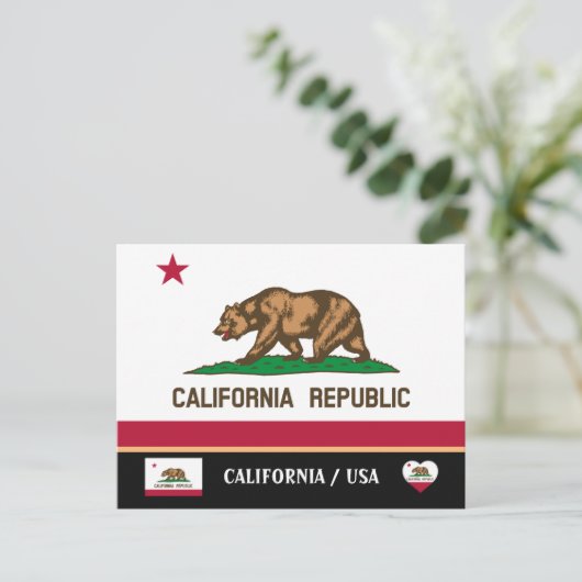 Carte Postale Drapeau de Californie & Californie État USA /Améri (Debout devant)