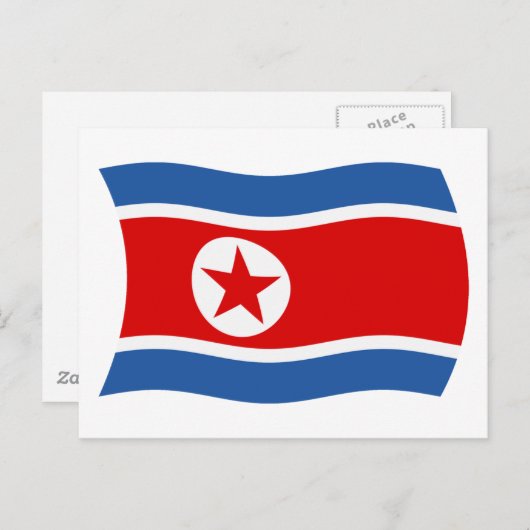 Carte postale drapeau de Corée du Nord (Devant / Derrière)