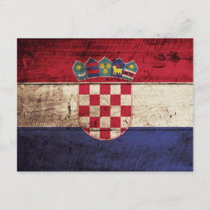 Carte Postale Drapeau de Croatie sur le vieux grain de bois
