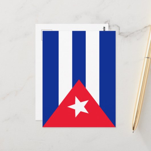 Carte Postale Drapeau de Cuba (Devant/Arrière en situation)