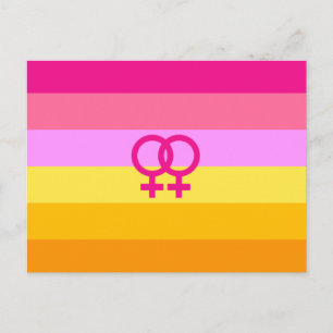Carte Postale Drapeau de fierté lesbienne à l'aube des femmes qu