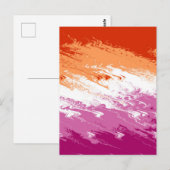 Carte Postale Drapeau de fierté lesbienne abstrait trippy ondulé (Devant / Derrière)