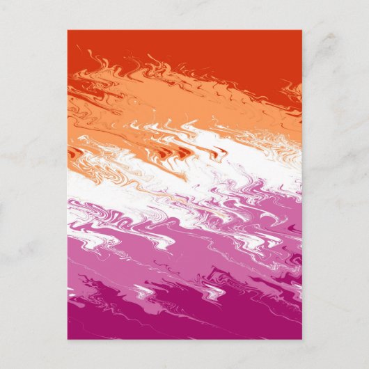 Carte Postale Drapeau de fierté lesbienne abstrait trippy ondulé (Devant)