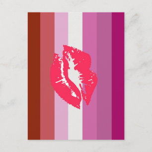 Carte Postale Drapeau de fierté lesbienne au rouge à lèvres