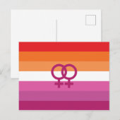 Carte Postale Drapeau de fierté lesbienne WLW (Coucher de soleil (Devant / Derrière)