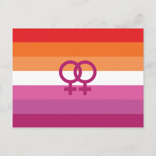 Carte Postale Drapeau de fierté lesbienne WLW (Coucher de soleil