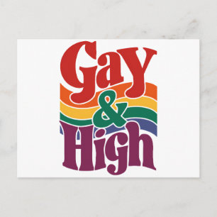Carte Postale Drapeau de fierté LGBTQ rétro gay et haut