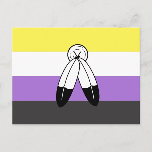 Carte Postale Drapeau de fierté non binaire à double esprit (Devant)