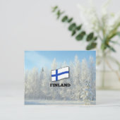 Carte Postale Drapeau de Finlande, Pins couverts de neige (Debout devant)