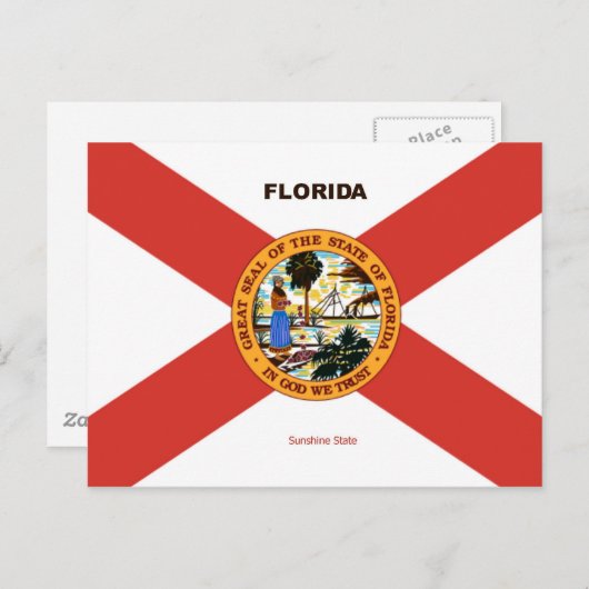 Carte Postale Drapeau de Floride et Slogan (Devant / Derrière)