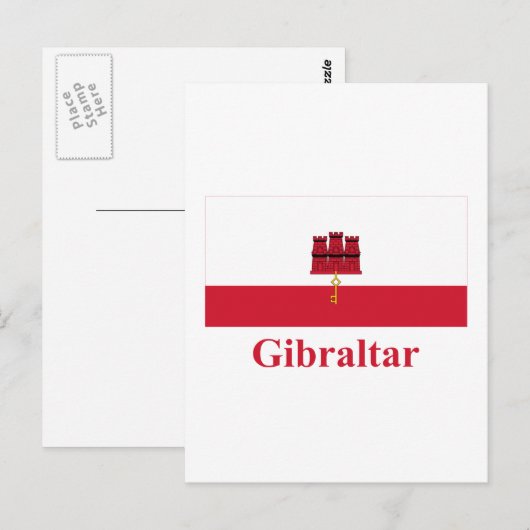 Carte Postale Drapeau de Gibraltar avec nom (Devant / Derrière)