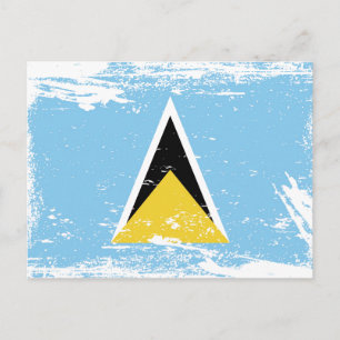 Carte Postale Drapeau de Grunge Sainte Lucia