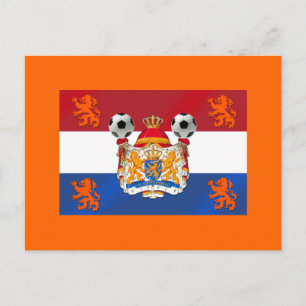 Carte Postale Drapeau de Holland Pays-Bas Soccer Artwork