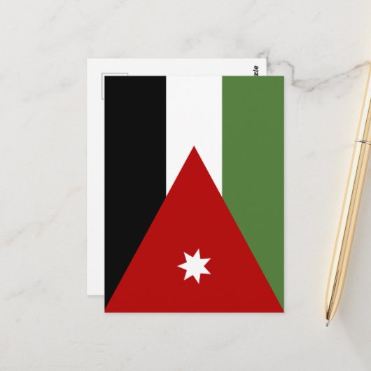 Carte Postale Drapeau de Jordanie (Devant/Arrière en situation)