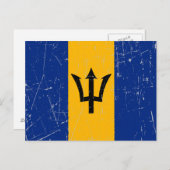 Carte Postale Drapeau de la Barbade découpée et écaillée (Devant / Derrière)