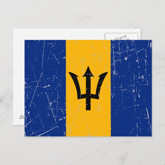 Carte Postale Drapeau de la Barbade découpée et écaillée (Devant / Derrière)