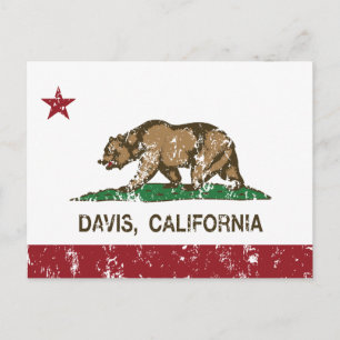 Carte Postale drapeau de la californie davis en détresse