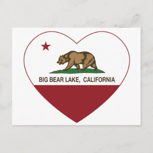 Carte Postale drapeau de la californie grand ours lac coeur