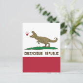 Carte Postale Drapeau de la Californie T-rex Dinosaur (Debout devant)